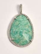 Vibrant Amazonite & Diamond Pendant in 14K WG