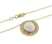 Powerful Mabe Pearl and Diamond Necklace