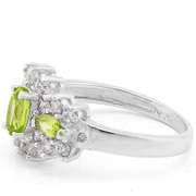 3/4 CT PERIDOT & 1.17 CT LAB DIAMOND STERLING SILVER RING