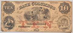 $10 Bank Of Columbus State of Georgia Sept 1 1856 Two SidedNote