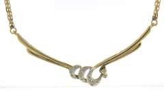 Powerful Yellow Gold Diamond Accent Bib Swirl Necklace