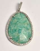 Vibrant Amazonite & Diamond Pendant in 14K WG