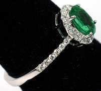 Sweet Emerald & Diamond Ring in 18KT White Gold
