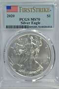 Perfect PCGS MS70 graded 2020 $1 American Silver Eagle