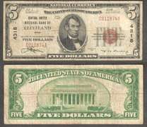 $5 1929-1 NBN=CLEVELAND, OH CENTRAL UNITED NATIONAL BANK Ch 4318
