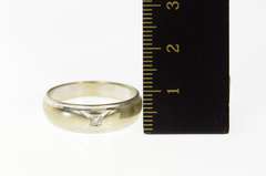 14K White Gold Retro Diamond Inset Classic Men's Wedding Ring