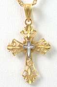 Ornate Filigree Cross in 2-Tone 14KT Gold