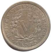 1884 Near Unc Plus V Nickel