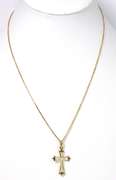 Understated Cross Outline Necklace in 14KT Yellow Gold