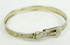 Antique Child's Sterling Silver Buckle Bangle Bracelet