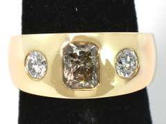 Wide 3-Stone Diamond Band in 14KT Yellow Gold