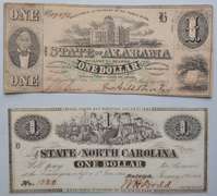 $ 1 State of North Carolina & State Of Alabama 1863 Notes