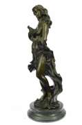 Nude Girl Holding Her Bird Bronze Sculpture