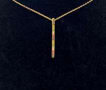 Sassy Multi-color Gemstone Bar Pendant Necklace