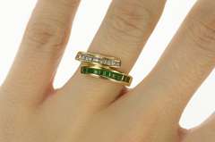 14K Yellow Gold Emerald Diamond Inset Freefrom Statement Ring