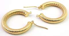Textured 14KT Yellow Gold Hoop Earrings