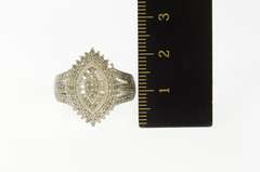 Sterling Silver Marquise Diamond Cluster Halo Cocktail Ring