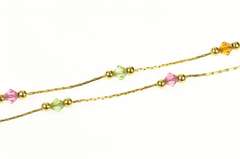 14K Yellow Gold Sim. Topaz Citrine Peridot Squared Chain Necklace
