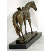 Horse with his Saddle Western Cowboy Bronze Sculpture