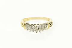10K Yellow Gold Tiered Diamond Squared Statement Band Ring
