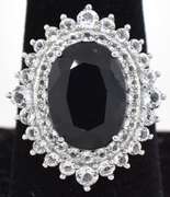 Abyssal Midnight & White Sapphire Ring in Sterling Silver