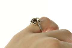 Platinum Victorian Diamond Scalloped Engagement Setting Ring