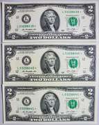 (3) Gem Crisp 2013 $2 Star Replacement Notes San Francisco-Consecutive!