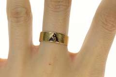 10K Yellow Gold Masonic Enamel Yod Symbol Men's Inscribed Ring