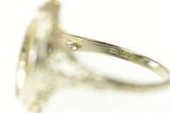 14K White Gold Ornate Marquise Art Deco Filigree Setting Ring