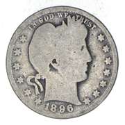 1896-O Barber Head Silver Quarter - Circulated