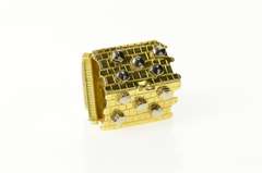 18K Yellow Gold 3D Ornate Retro Cabin House Home Charm/Pendant