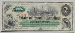$2 Near Unc  1872 South Carolina Revenue Bond  Scrip Note