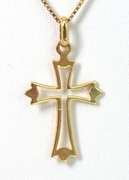 Understated Cross Outline Necklace in 14KT Yellow Gold