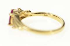 14K Yellow Gold 0.90 Ctw Oval Ruby Diamond Engagement Ring