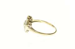 10K Yellow Gold Diamond Inset Retro Heart Love Promise Ring