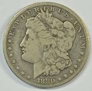 Rare 1880-CC Morgan Silver Dollar. Nice circ