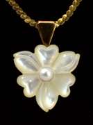 Elegant Carved Mother-Of-Pearl Necklace in 14KT Yellow Gold