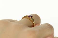 14K Yellow Gold 0.90 Ctw Oval Ruby Diamond Engagement Ring