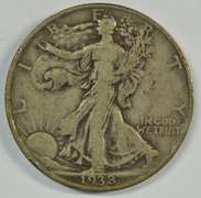Nice VF/XF 1938-D Walking Liberty Half Dollar. Key date