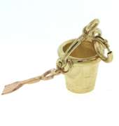 Charming Yellow Gold Beach Pail and Shovel Charm