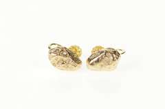 14K Yellow Gold Textured Nugget Cluster Screw Back Earrings