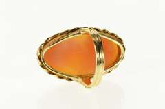14K Yellow Gold Ornate Victorian Lady Cameo Statement Ring