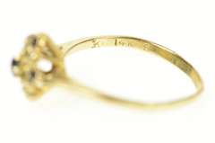 14K Yellow Gold Classic Squared Sapphire Diamond Cluster Ring