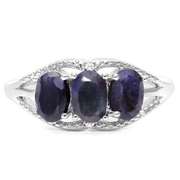 STERLING SILVER OV 4*6 MM ENHANCED SAPPHIRE RING