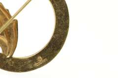 Gold Filled Retro Ornate Leaf Flower Classic Statement Pin/Brooch