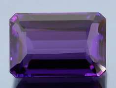 25.77ct emerald cut purple created Amethyst