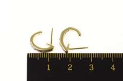 10K Yellow Gold Ruby Diamond Curved Semi Hoop Stud Earrings