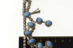 Sterling Silver Native American Turquoise Squash Blossom Necklace