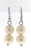 Sterling Silver Double Pearl Drop Dangle Earrings