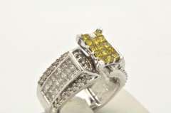 LADIES WHITE AND YELLOW DIAMOND RING